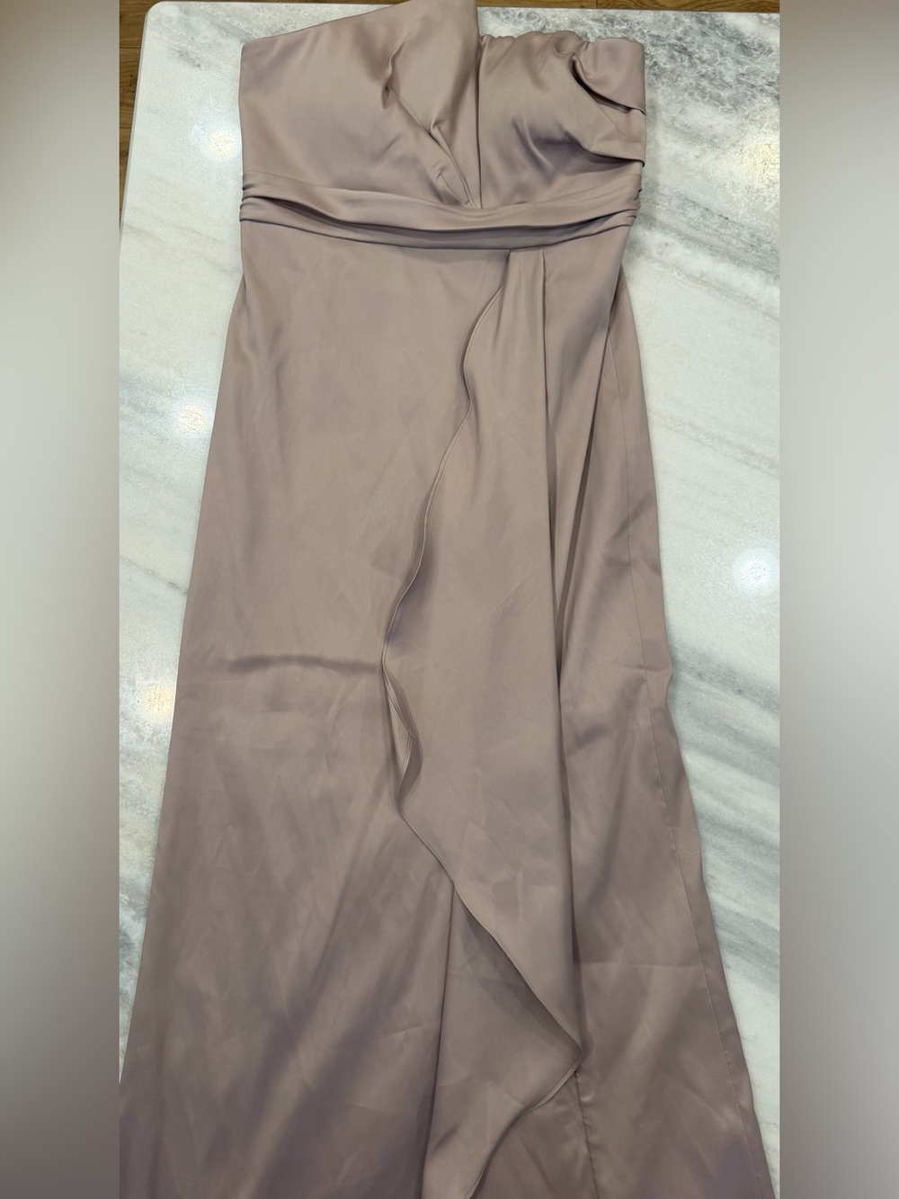 Donna Karan Taupe Strapless Draped Evening Gown, Size 12 - Picture 7 of 11